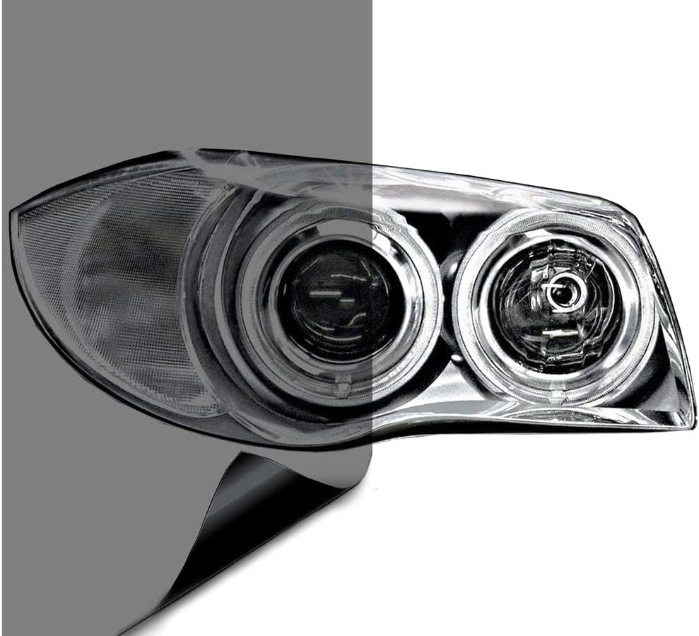 Vvivid Smoke Black Gloss Vinyl Headlight Foglight Transparent Tint Wrap Self-Adhesive (13 Inch X 60 Inch)