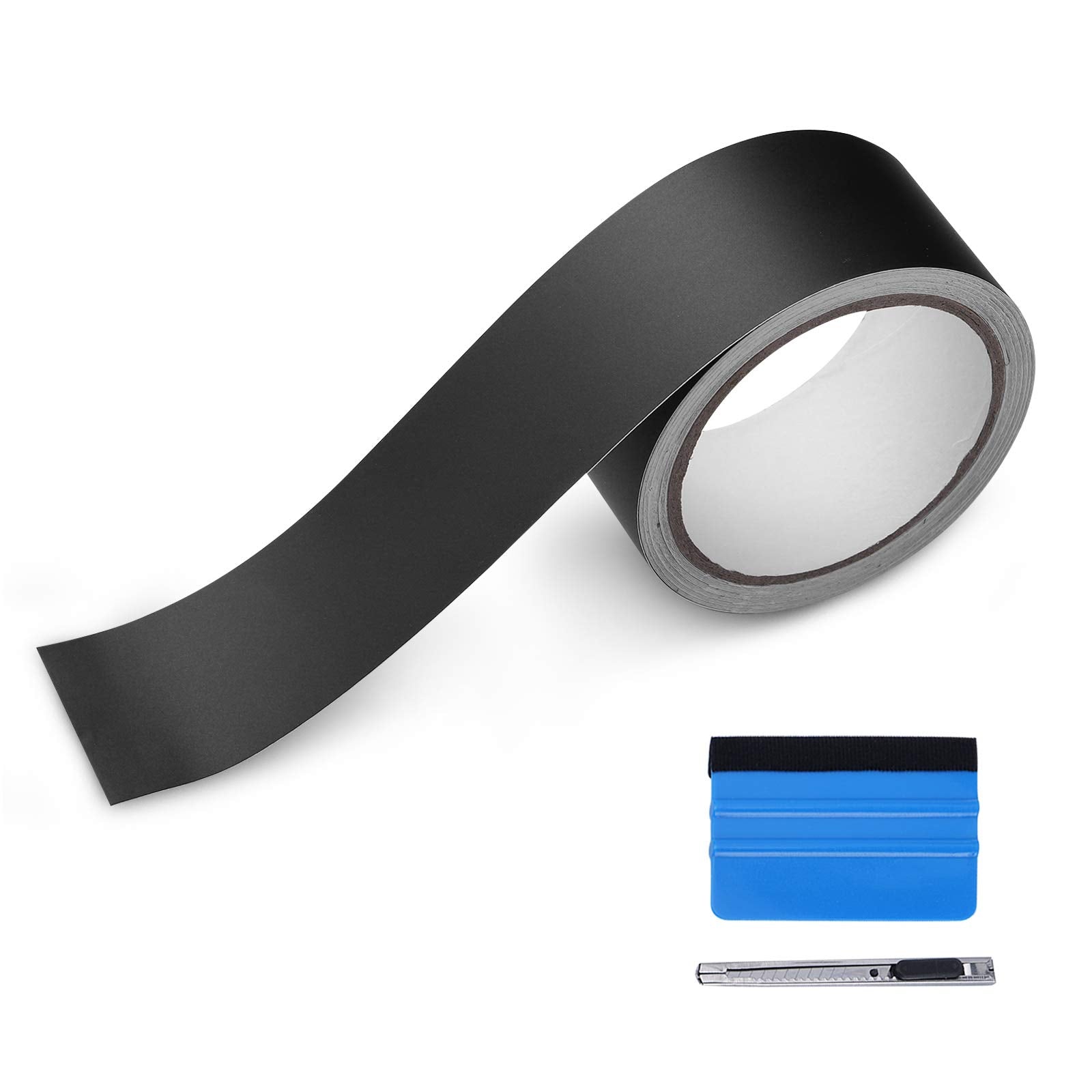 Lzlrun Free Tool Kit Matte Vinyl Tape For Black Out Chrome Delete Window Trim Door Trim (2Inches X 30Feet)