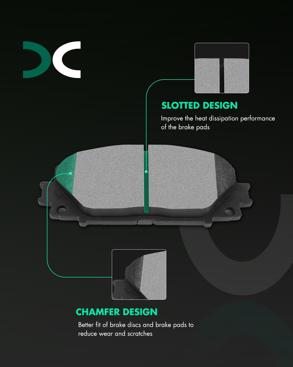 D1184 D1423 Scitoo Disc Brake Pads Kits Front Ceramic Rear Semi-Metal Fit For Lexus Ct200H 2011-2017,For Toyota For Prius 2012,F