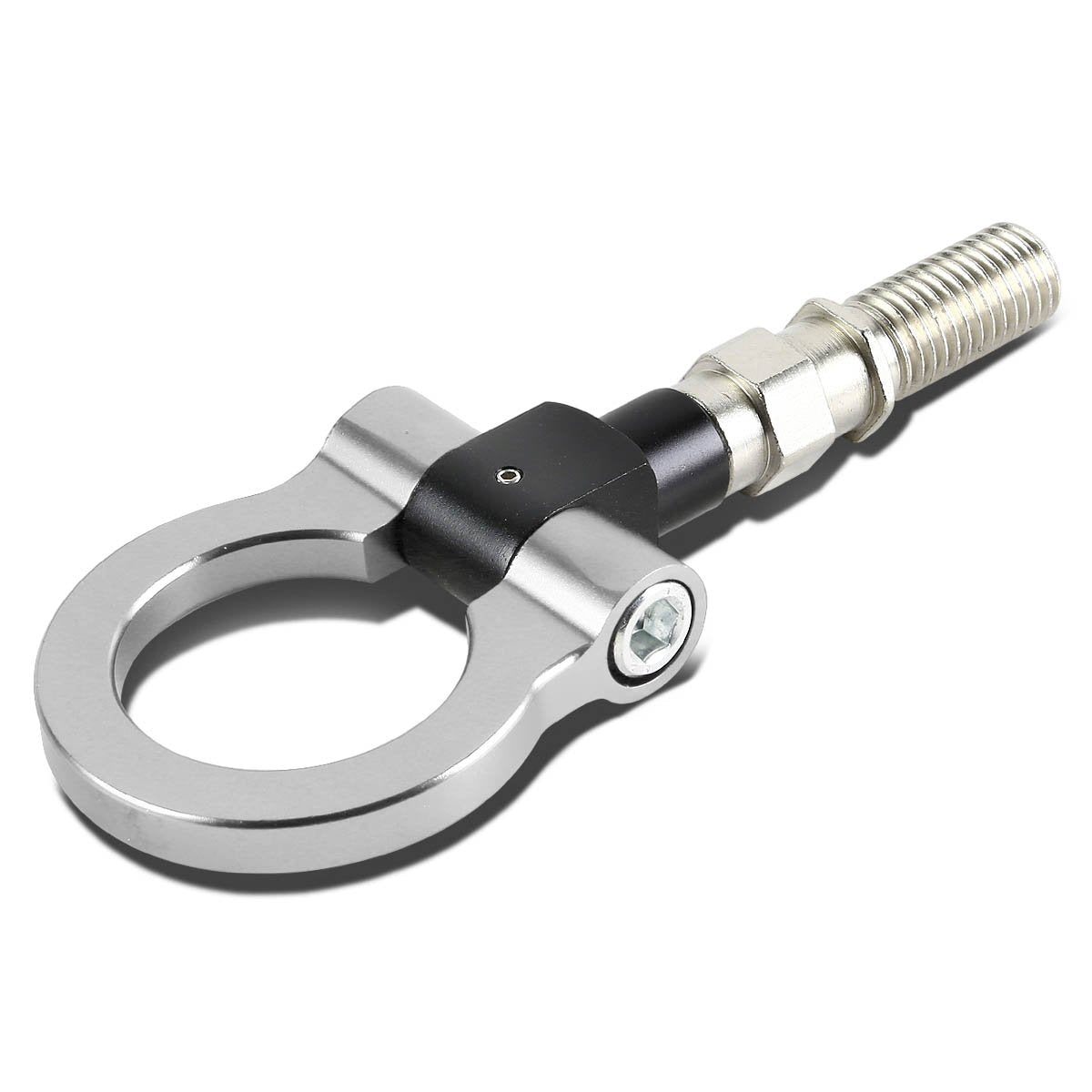 DNA MOTORING Silver Aluminum Front/Rear Japanese Car Trailer Tow Hook Ring Kit - M18 x 2.5, Compatible with 06-11 Honda Civic 10
