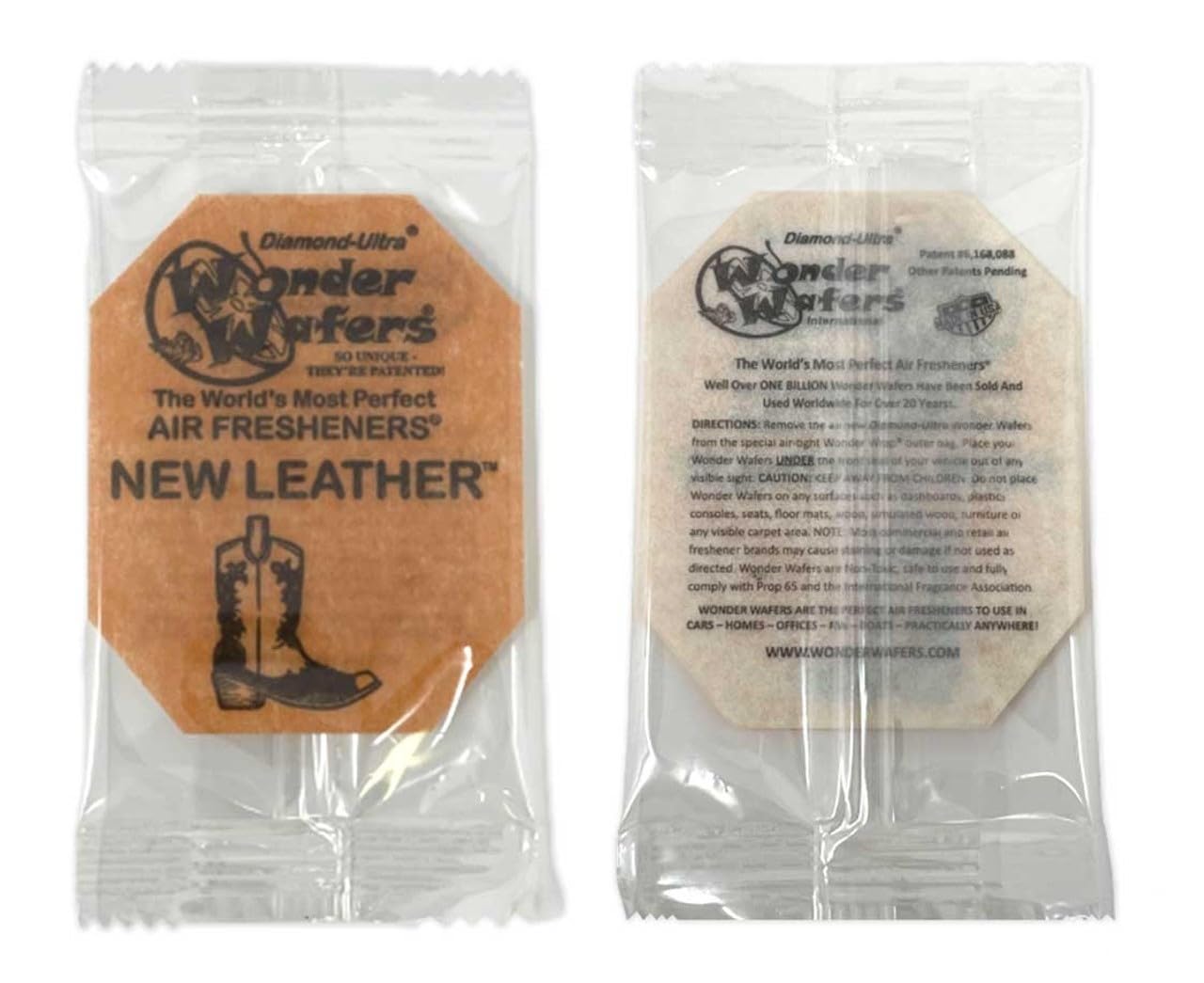 Donkey Auto Products Wonder Wafers Car Air Fresheners, Diamond-Ultra Scented, 15 Individually Wrapped, New Leather, Multicolor