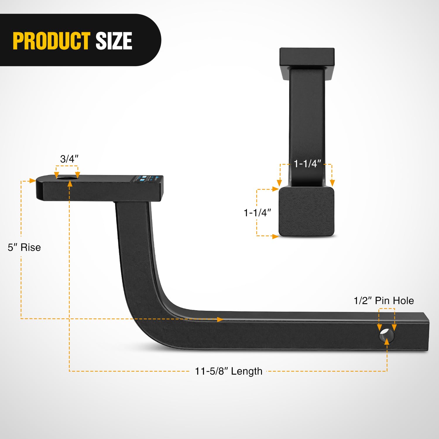 Nilight Trailer Hitch Ball Mount With 1/2'' Hitch Pin Clip Fits 1-1/4 Inch Receiver 3,500 Lbs 3/4 Inch Hole 5 Inch Rise,