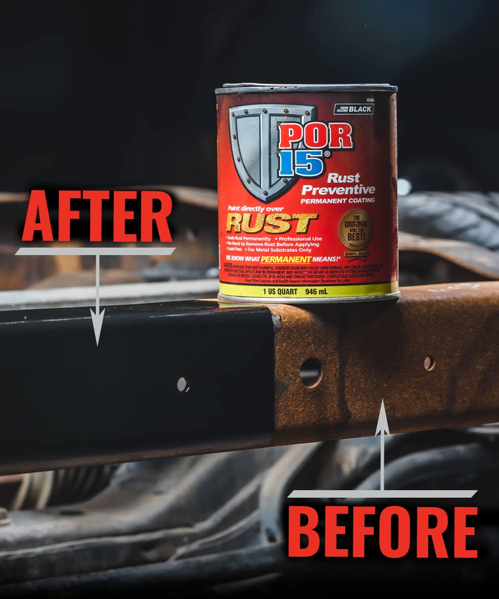 Por-15 Rust Preventive Coating, Stop Rust And Corrosion Permanently, Anti-Rust, Non-Porous Protective Barrier, 32 Fluid Ounces, Semi-Gloss Black