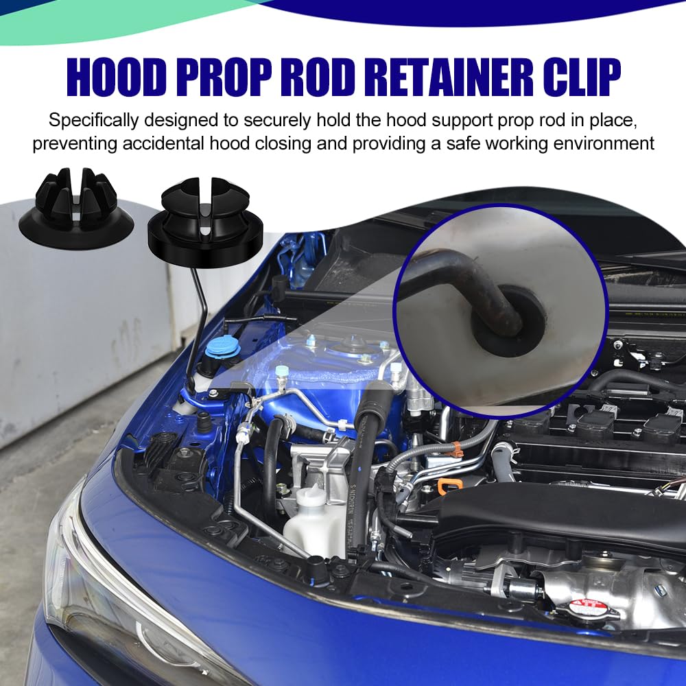 9PCS Hood Prop Rod Holder, Car Hood Holder, Black White Hood Rod Grommet Clips, 91503-SS0-003 91604-SD2-013 Car Engine Hood Stay