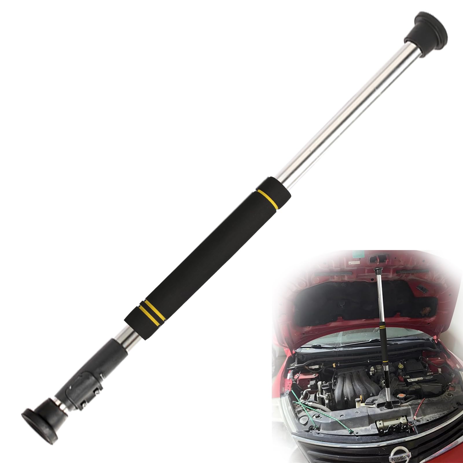 Telescopic Engine Hood Support Rod, 29 to 40-inch Hood Prop Rod for Car Made of Stainless Steel Pipe and Comfortable Sponge Hand