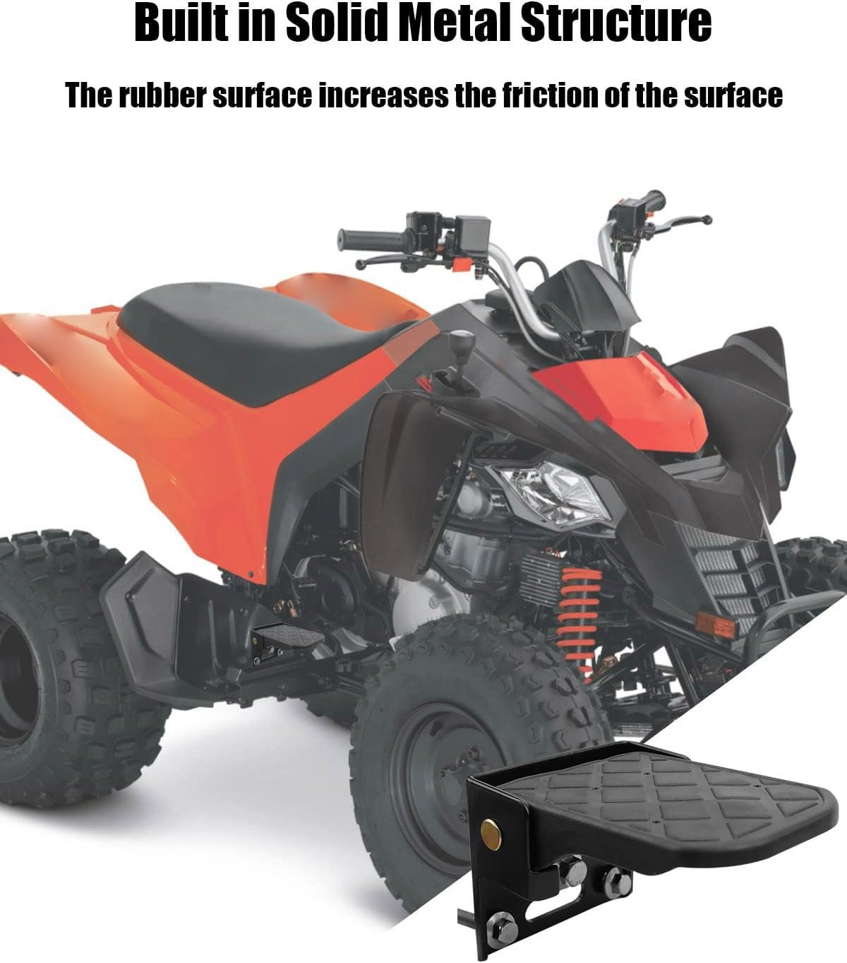 EMIHO ATV Foot Rests for 4 Wheeler - Black Rubber Passenger Foot Pegs, Universal Fit for Polaris Sportsman, Honda Rancher, Foldable Design