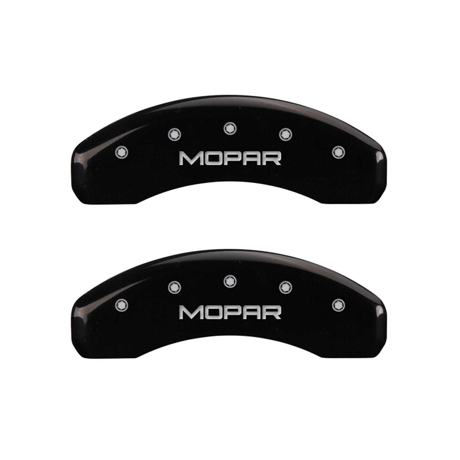 Mgp Caliper Covers 32006Smopbk Black Powder Coat Finish Front And Rear Caliper Cover, Set Of 4 (Mopar Silver Characters, Engrave