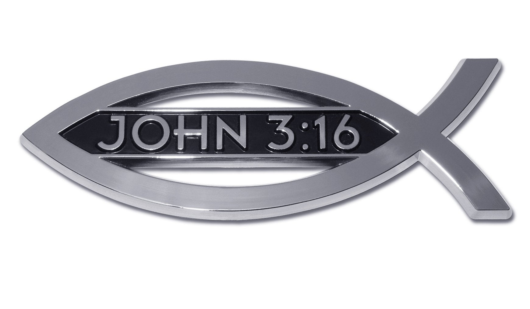 Elektroplate Christian Fish John 3:16 Chrome Auto Emblem