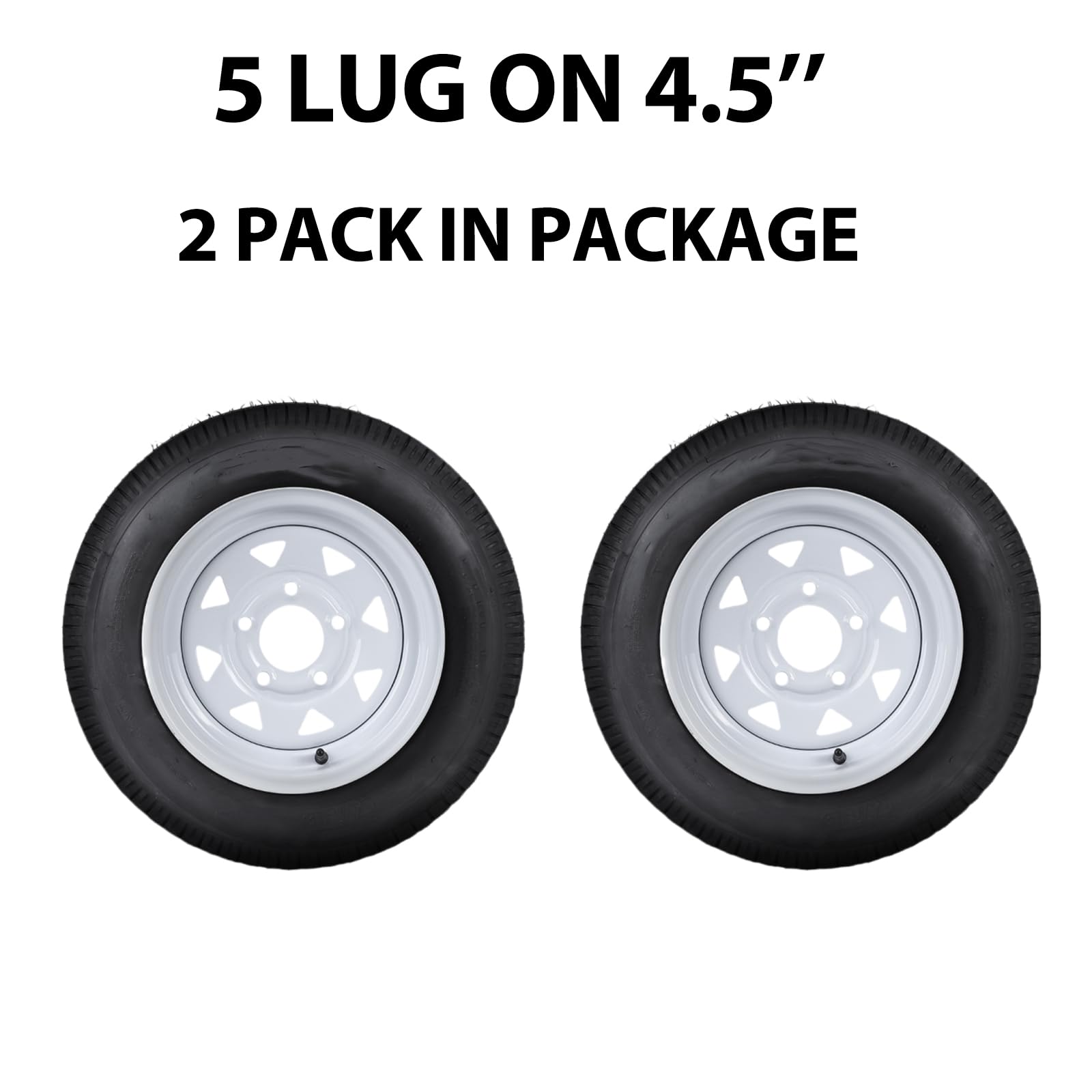 2 Pack 480-12 4.80X12 4.80-12 4.8-12 Trailer Tires With 12'' Rims, 5 Lug On 4.5'', Load Range C 6Pr