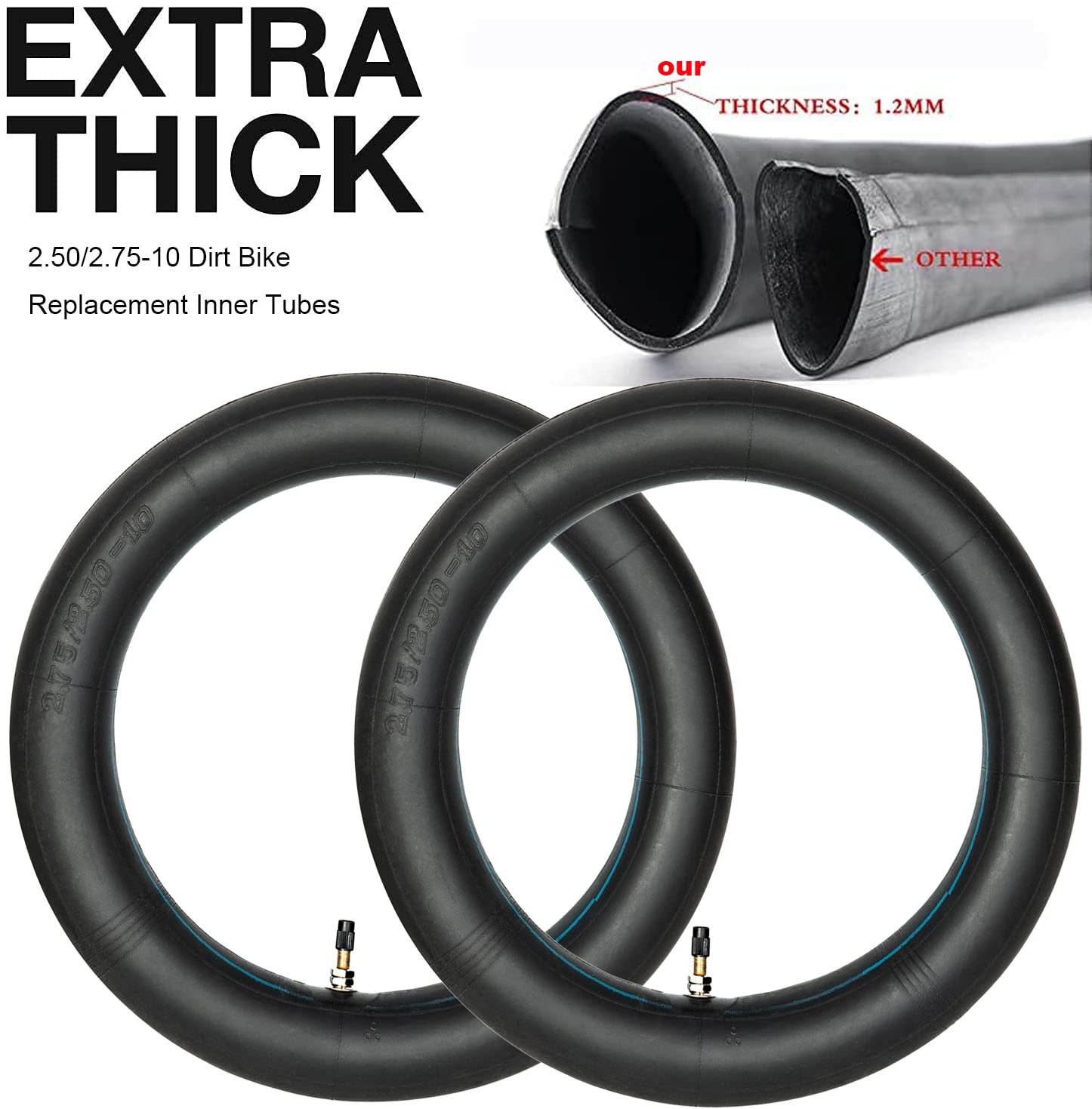 Staibc Heavy Duty 2.50/2.75-10'' Dirt Bike Tubes With Tr4 Straight Valve Stem 2.50-10 2.75-10 Inner Tubes Compatible With Most 2