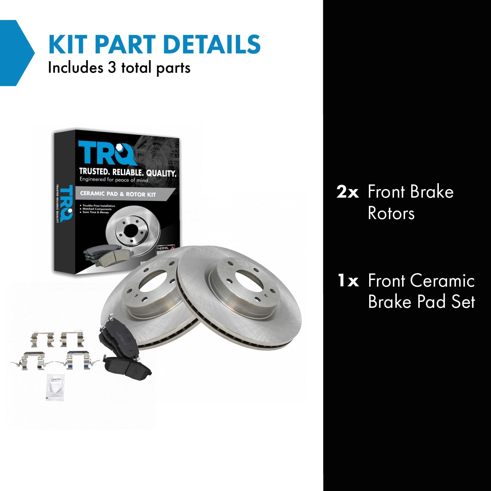 Trq Front Brake Pad & Rotor Kit Brake Pads Brake Rotor Ceramic Compatible With 2003-2004 Infiniti G35 2003-2005 Nissan 350Z