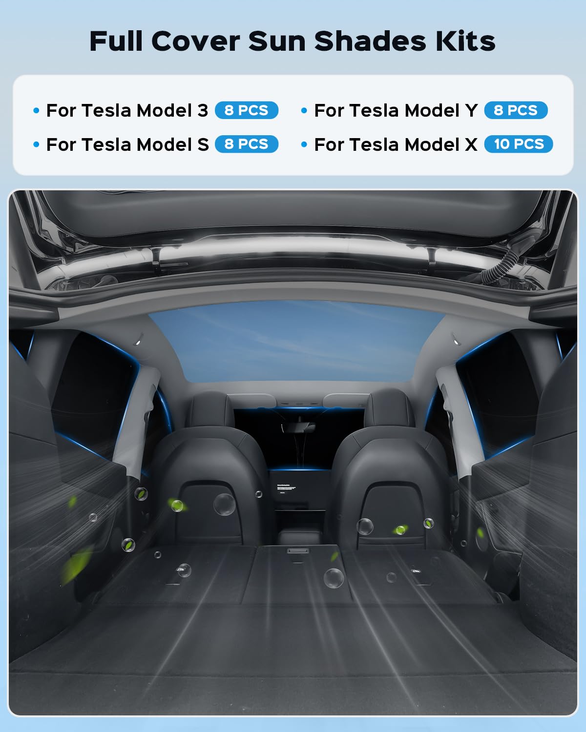 Evooor 8PCS Windshield Sunshade for Tesla Model 3,Front&Rear Side Window Privacy Sun Shade Privacy Cover Sun Visor Thermal Insul