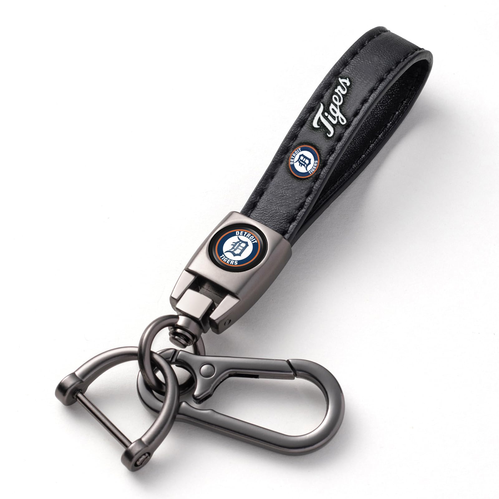 EMIJOY Car Keychain Keyring for Detroit Tigers Baseball Fans,Detroit Tigers Accessories Women/Mens Keychains for Vehicles,Leath