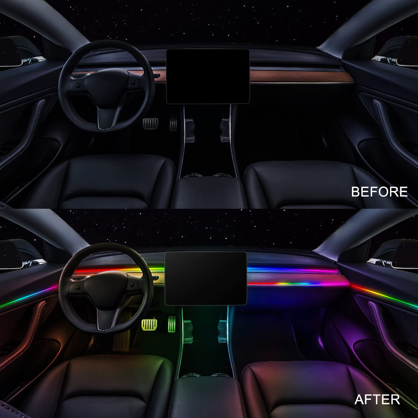 Dreamcolor Acrylic Interior Car Led Strip Light 29.5-Inch, Which Fit For Dreamcolor Main Controller Connects And Sub-Controller