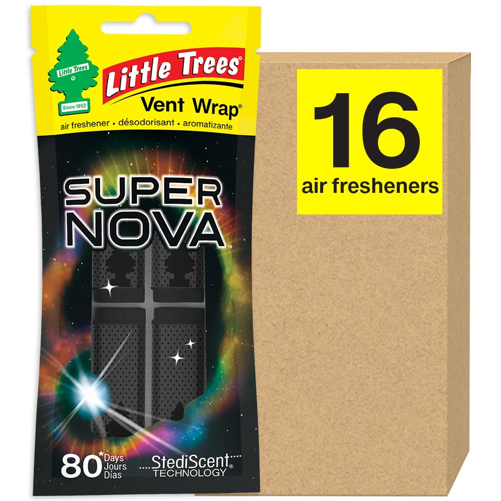 Little Trees Car Air Freshener | Vent Wrap Provides Long-Lasting Scent, Invisibly Fresh! | Supernova, 16 Air Fresheners