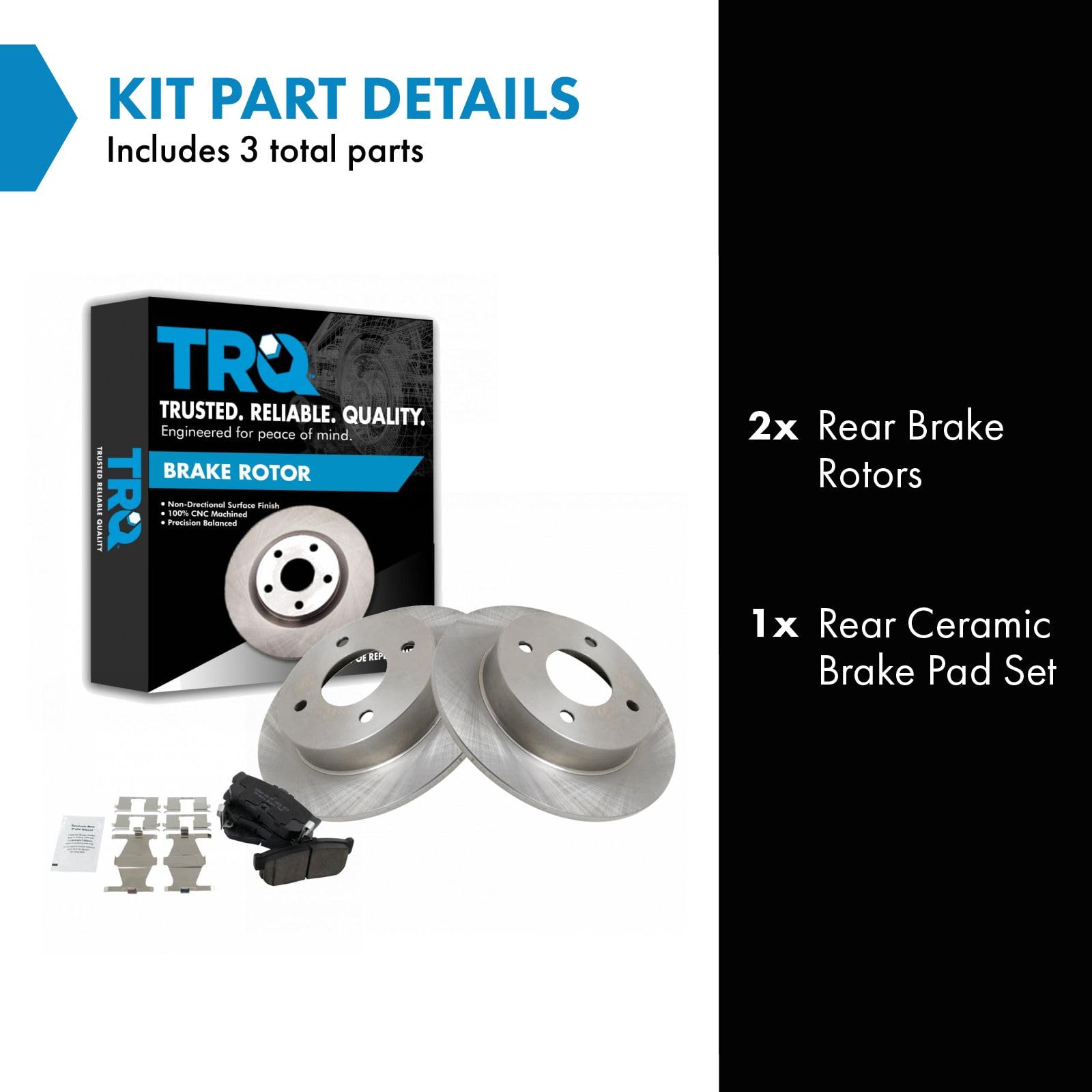 TRQ Rear Brake Pad & Rotor Kit Brake Pads Brake Rotor Ceramic Compatible with 1991-2001 INFINITI G20 1993-2001 Nissan Altima 200
