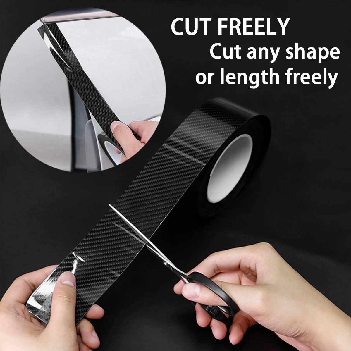 Dgsl Car Door Edge Guards Door Sill Protector, 0.8In X 19.7Ft 5D Carbon Fiber Car Wrap Film, Vinyl Automotive Wrap Film Anti-Col