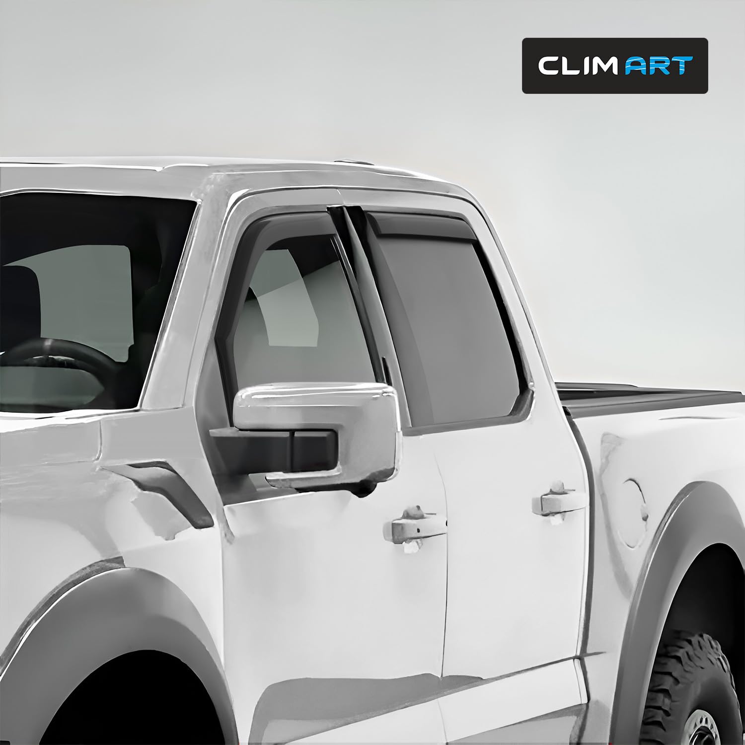 CLIM ART in-Channel Incredibly Durable Rain Guards Compatible with F150 2021-2025 SuperCrew, Original Window Deflectors, Vent Wi