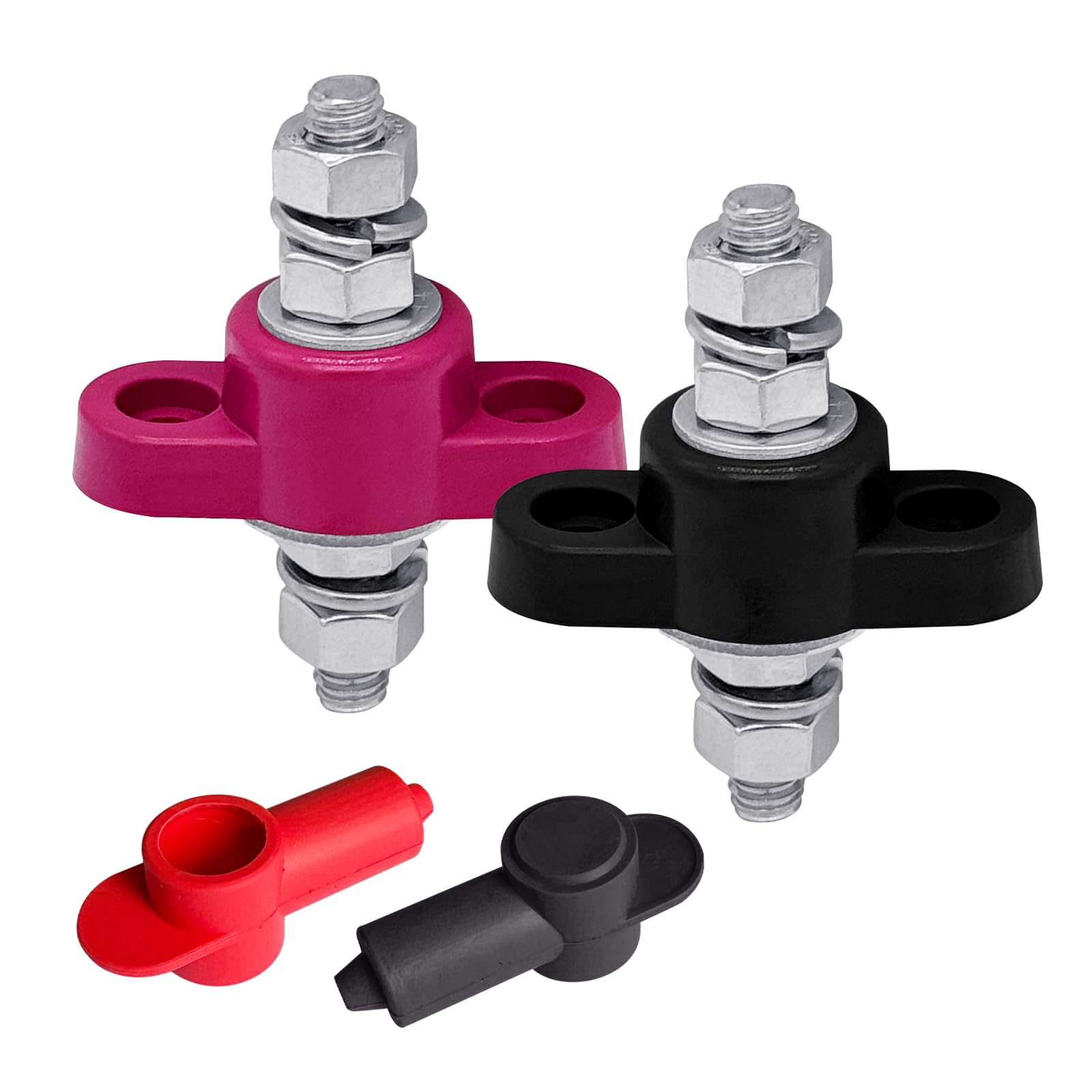 5/16'' Remote Battery Terminal Feed Through Connector, Ampper Thru Panel Stud Junction Block Power Post Terminals With Cover For
