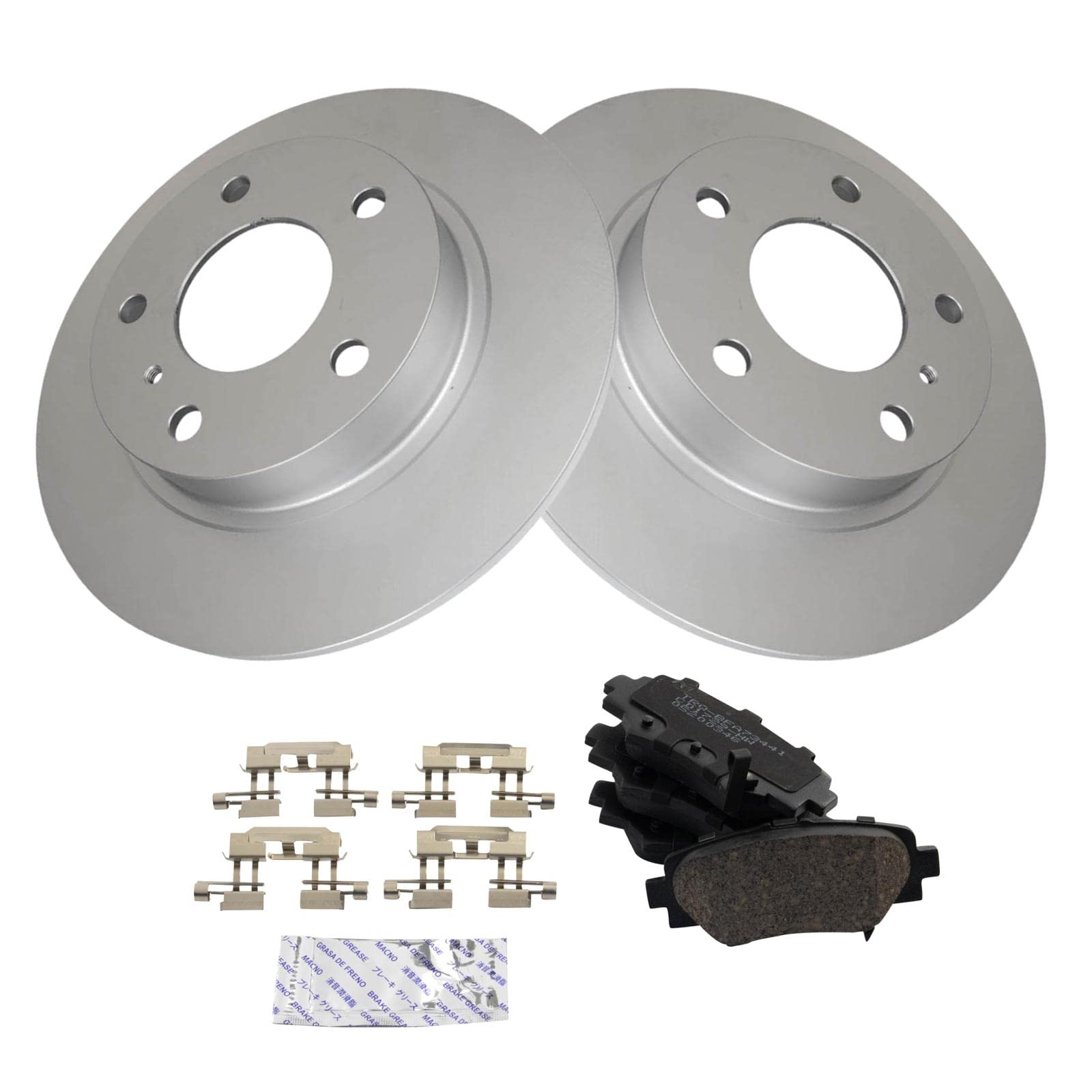 Trq Rear Brake Pad & Rotor Kit Brake Pads Brake Rotor Ceramic Premium G-Coated Compatible With 2014-2016 Mazda 3