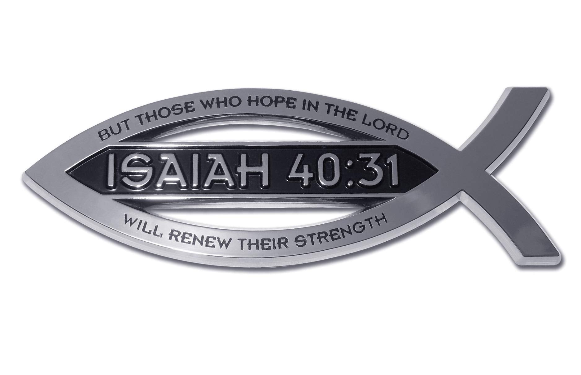 Christian Fish Isaiah 40:31 Verse Chrome Auto Emblem