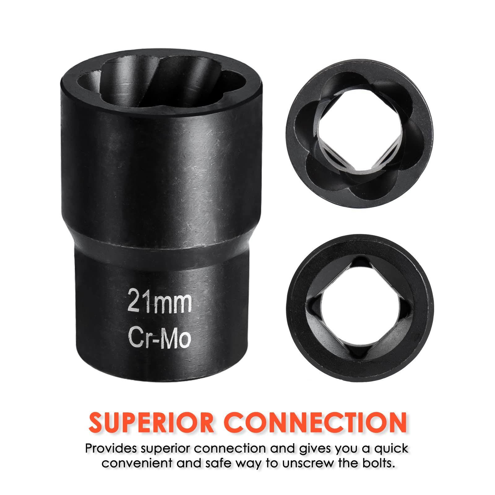 Thinkwork 1/2 Inch Drive Lug Nut Removal Tool, 10 Pieces Wheel Lock Removal Kit, Lug Nut Remover For Stripped, Rounded, Damaged,