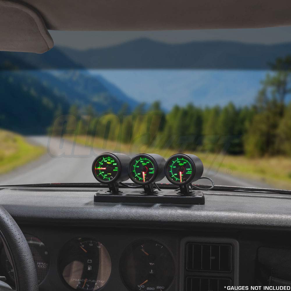 GlowShift Universal Black Triple Gauge Swivel Dashboard Pod - Fits Any Make/Model - Swivels 360 Degrees - ABS Plastic - Mounts (