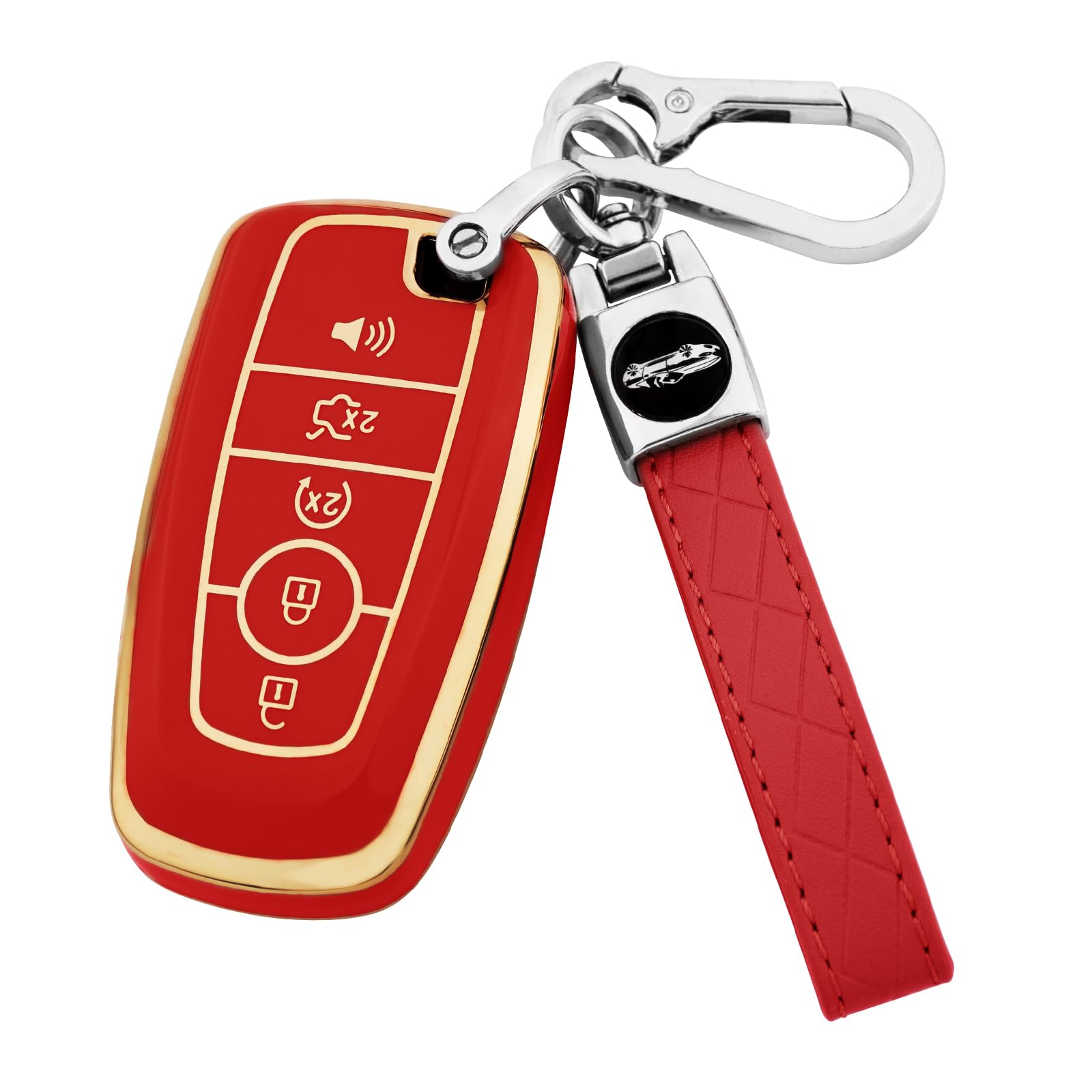 Xiyang Trade For For Ford Key Fob Cover With Keychain,Key Case Shell Protector Holder For Ford Explorer Fusion Escape Edge Expedition Maverick Mustang Bronco F150 F250 F350 F450 F550 Lincoln (Red)