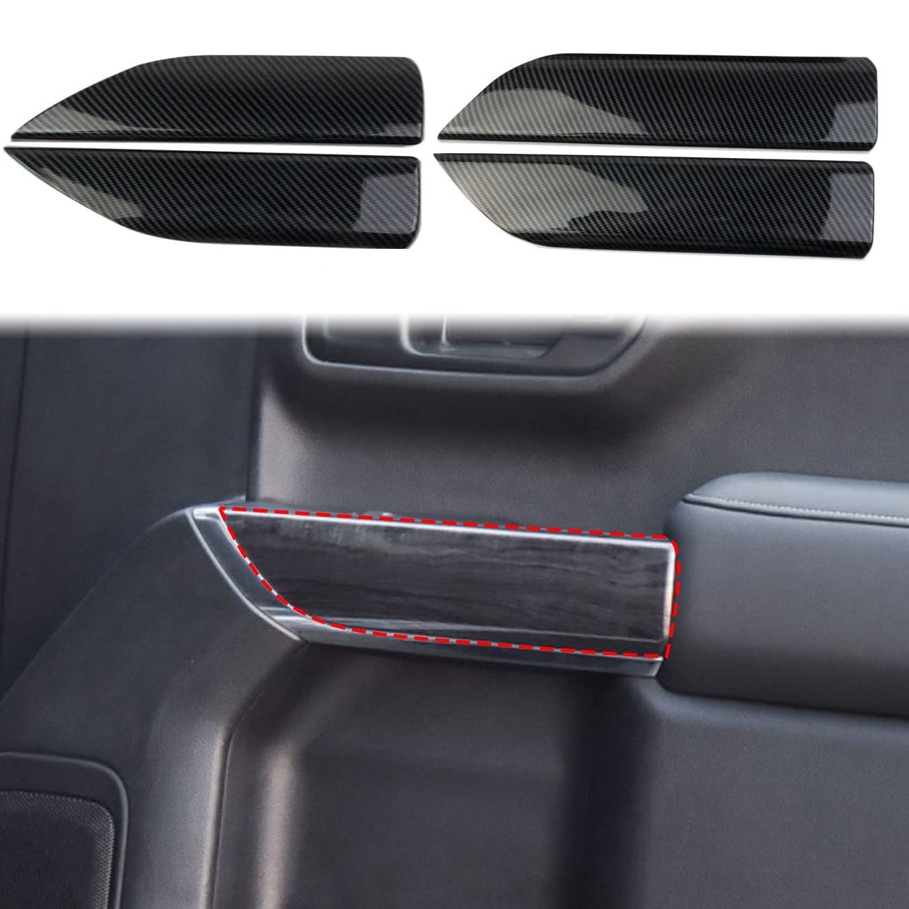 Fewshaw Carbon Fiber Inner Door Handrail Handle Cover Trim for 2019-2023 Chevy Silverado 1500/GMC Sierra 1500 for 2020-2024 Sier