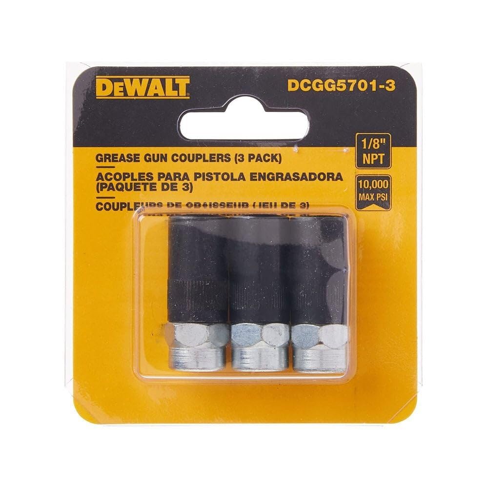 DEWALT Heavy Duty Grease Gun Coupler, NPT 1/8-Inch, Metallic, 3-Pack, Model DCGG5701-3