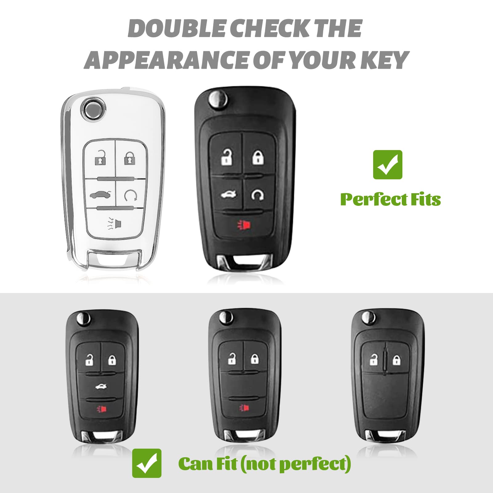 Key Fob Cover with Bling Lanyard, Compatible with Equinox Camaro Cruze Malibu Buick and Fit for GMC LaCrosse Regal Terrain Soft