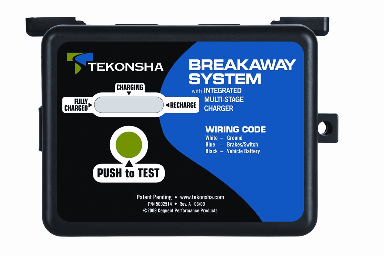 Tekonsha 50-85-313 Shur-Set Iii Breakaway System With Led Test Meter, Battery, Breakaway Switch And Charger - Black