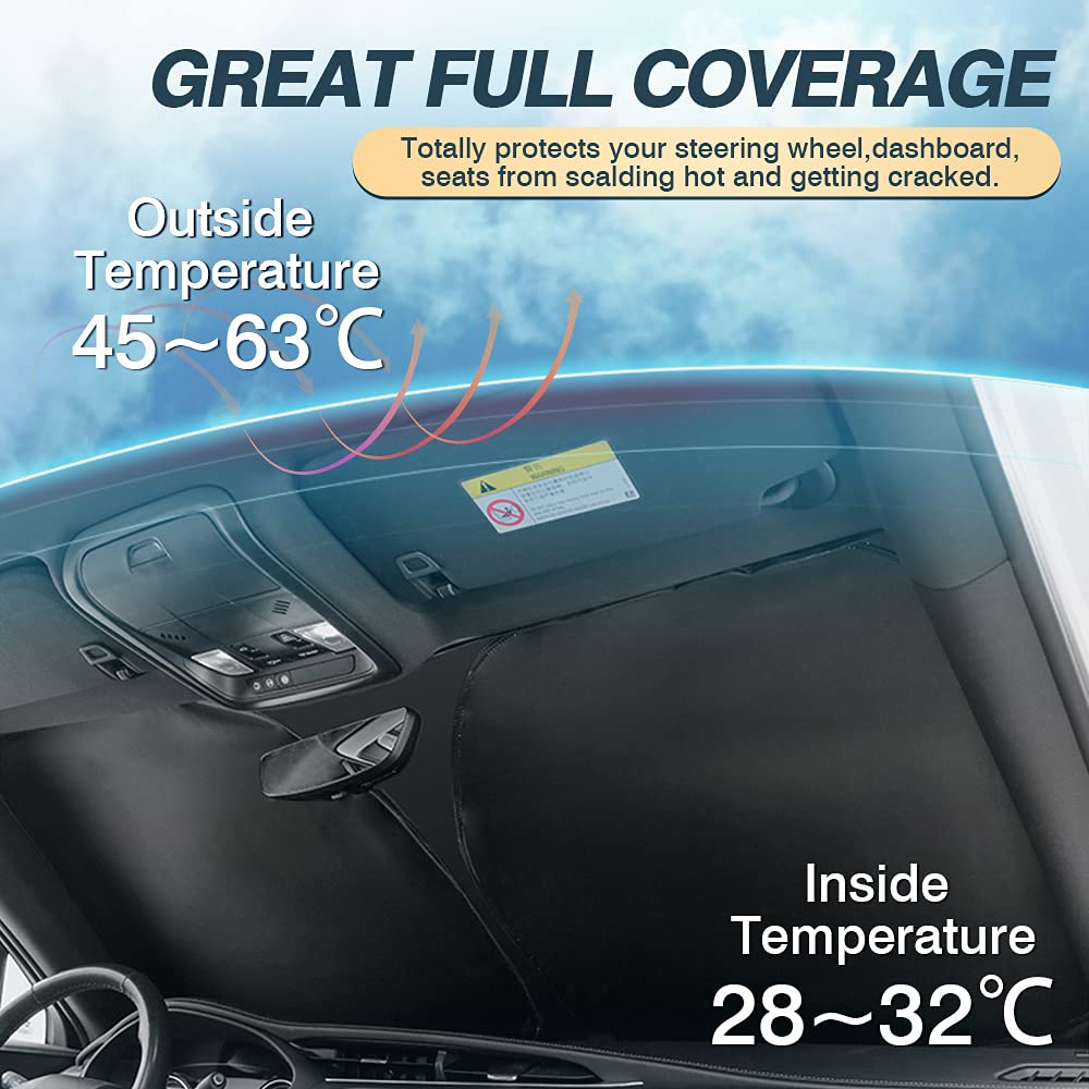 Cartist Windshield Sun Shade Fit For Dodge Ram 1500 2019-2024 Crewcab, Megacab, 2Dr Regularcab, 4Dr Quadcab Foldable Car Front W