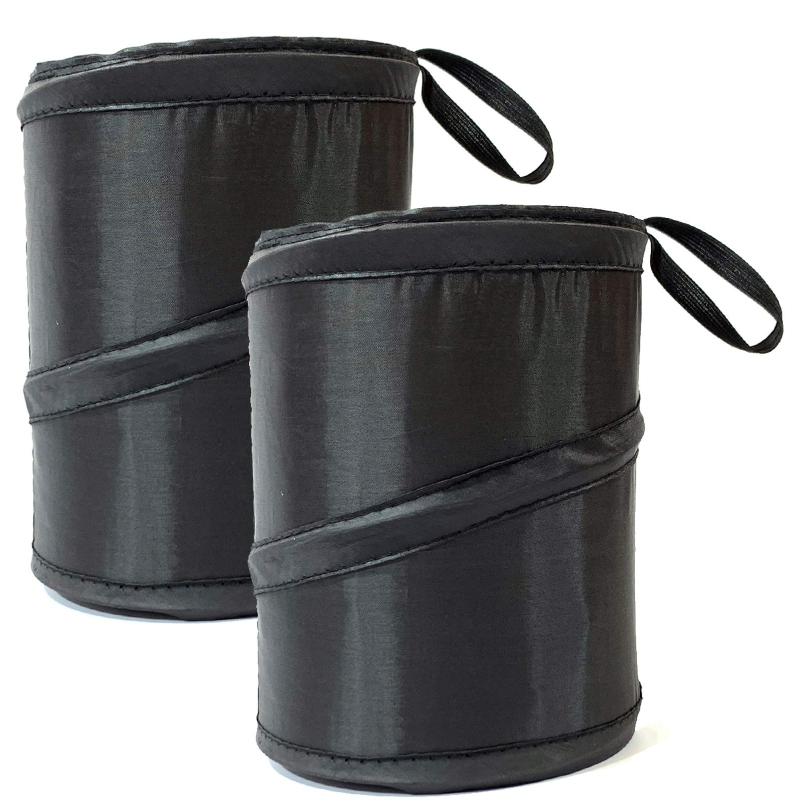 Kitbest 2 Pack Car Trash Can, Leak Proof Garbage Bin, Collapsible Pop-Up Water Proof Bag, Portable Waste Basket Bin, Rubbish Bin (Black)