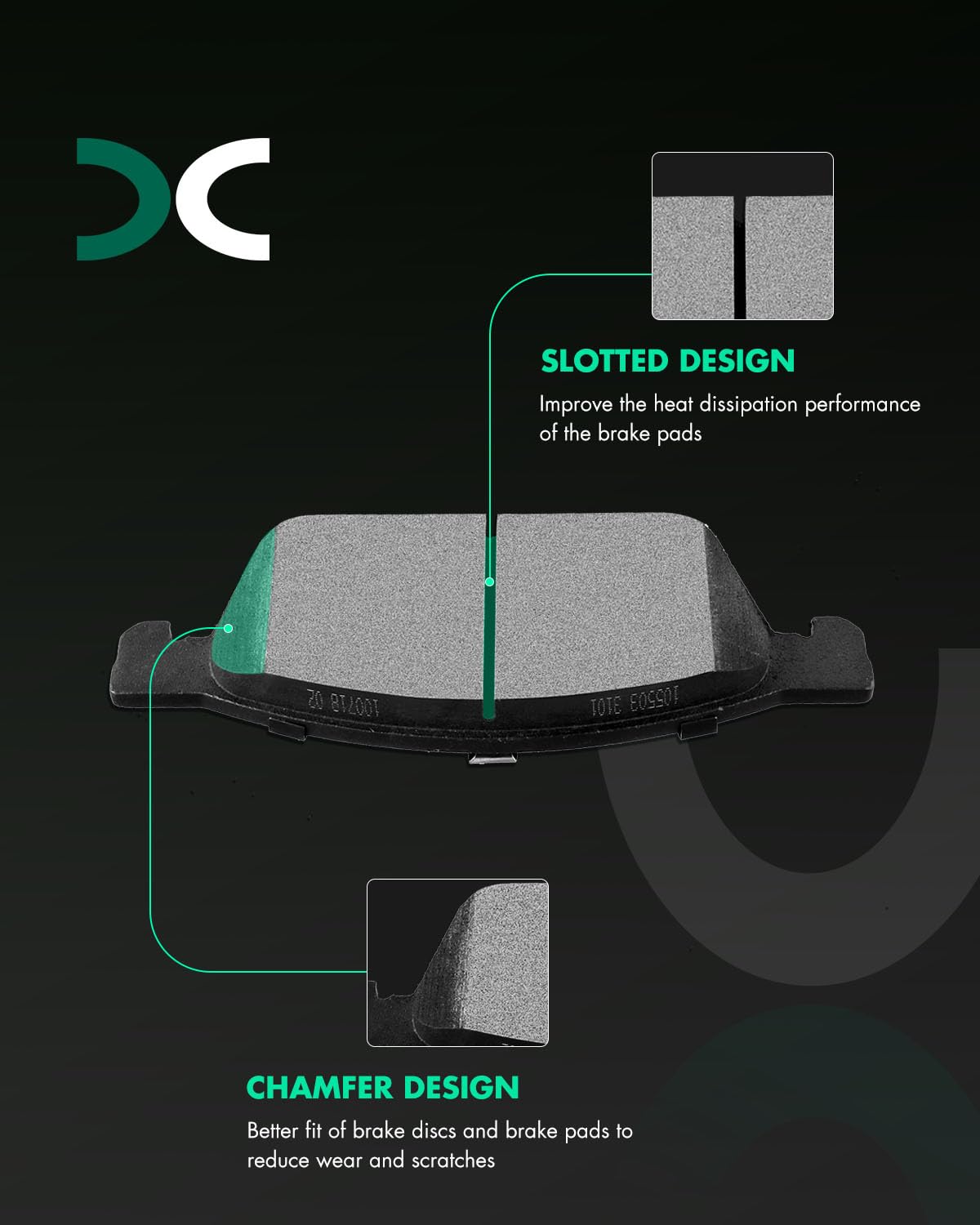 Scitoo D1645 Front Semi-Metal Brake Pads Sets - Fit For Ford Escape 2013-2019, Focus 2013-2018, Transit Connect 2014-2019, Linco