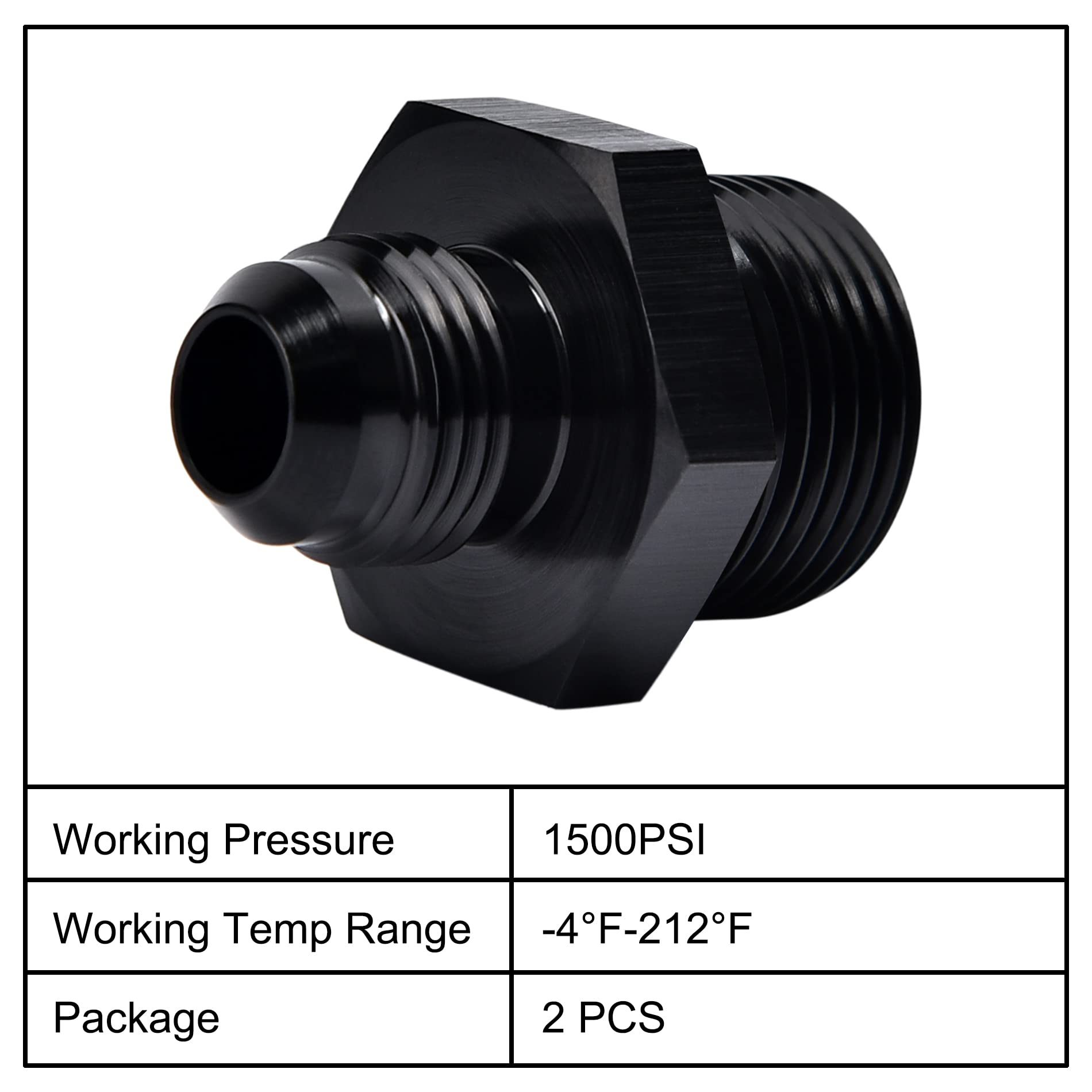 Evil Energy 6An Male Flare To M20 X 1.5Mm Male Metric Fitting Adapter Aluminium Alloy 2Pcs