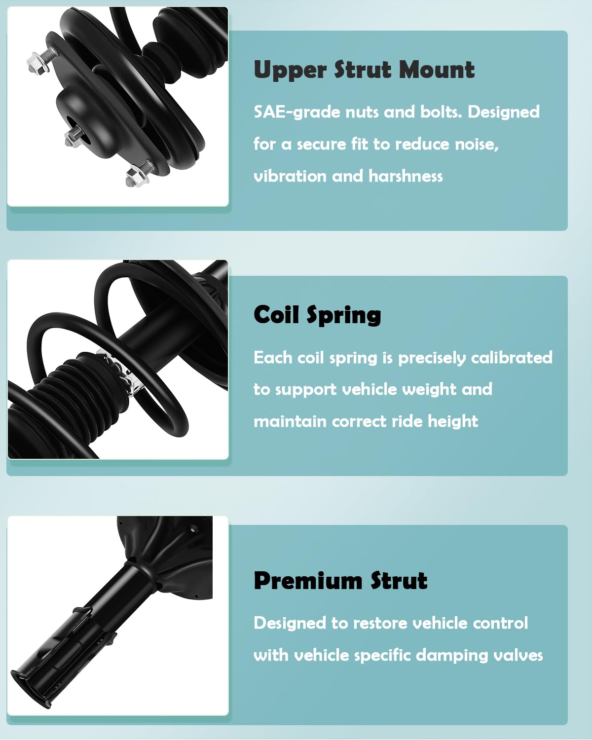 SCITOO Complete Struts Assembly for Mitsubishi Lancer 2002-2007 - Set of 2, Black Shock Absorbers