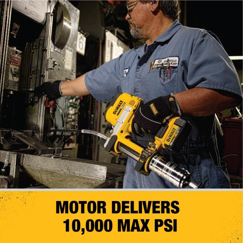 Dewalt 20V Max Grease Gun Kit, Cordless, 42    Long Hose, 10,000 Psi, Variable Speed Triggers, Battery And Charger Included (Dcg