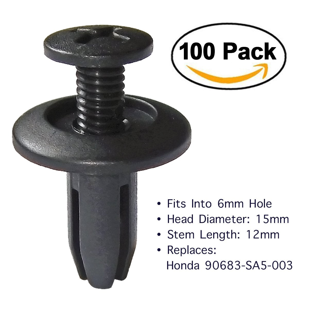 Lantee 100 Pcs Car Front Fender Skirt Push-Type Plastic Nylon Retainer Clips Fasteners Rivets 15 X 12 X 6Mm