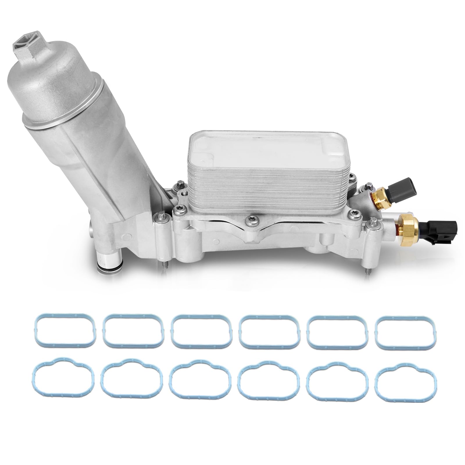 926-959 Upgrade Full Aluminum Engine Oil Filter Housing Oil Cooler Kit With Gaskets & Sensors Compatible With 2017-2018 Chrysler