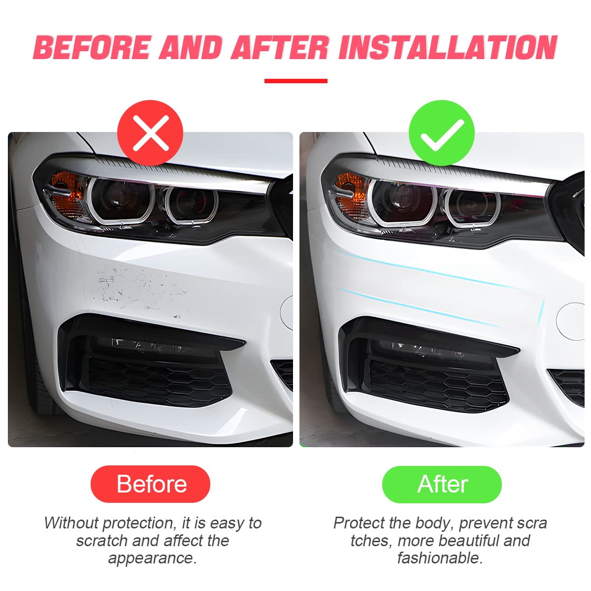 Blau Grun Car Door Entry Guard, Clear Trim Guard/Cover For Car Door Sill, Edge, Rear Bumper, Anti-Collision Protector Film Universal For Most Cars, Vehicles, Suvs (2.7"X197", Transparent)