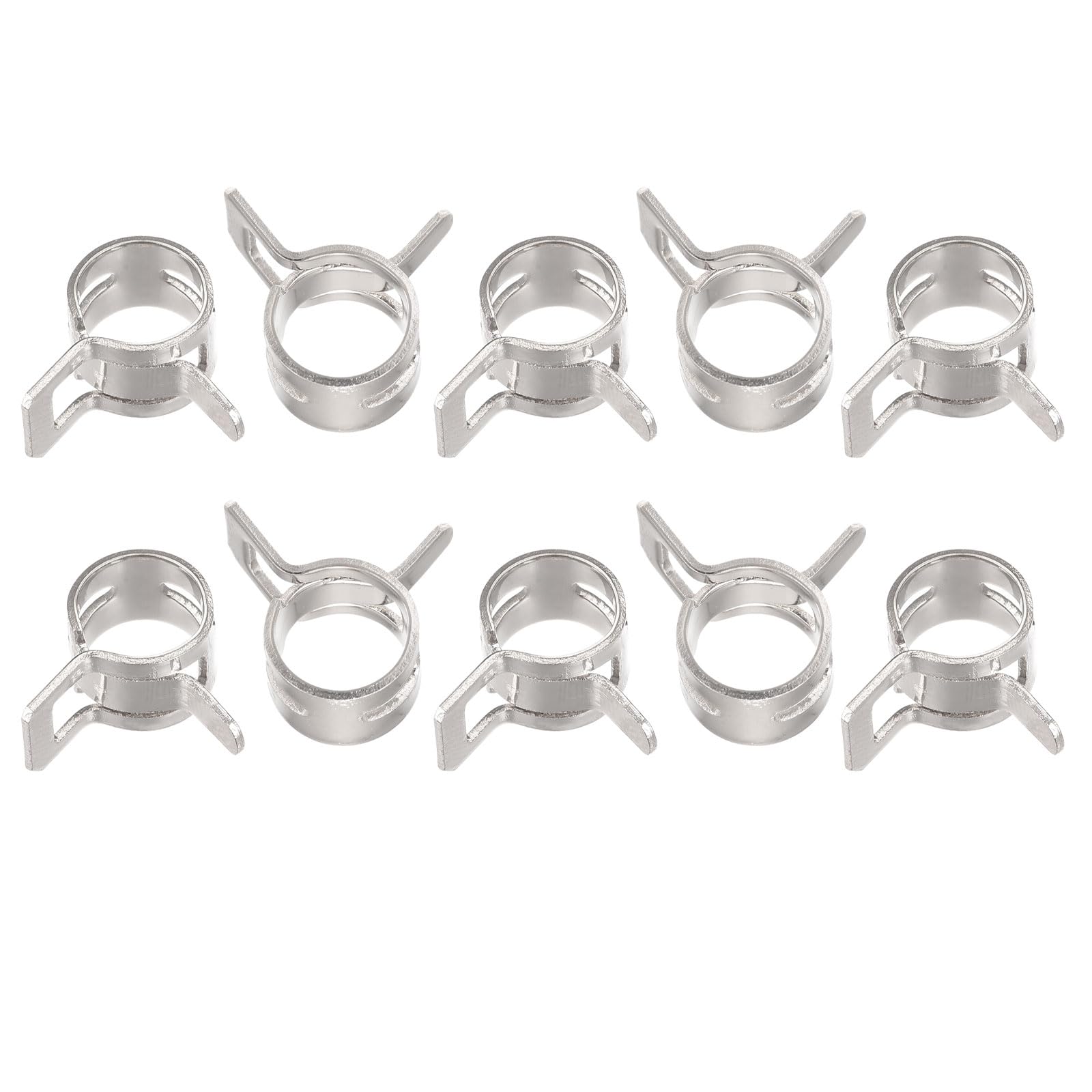 uxcell 10pcs 9mm Spring Band Type Action Fuel/Silicone Vacuum Hose Pipe Clamp Low Pressure Air Clip Clamp, Nickel Plated