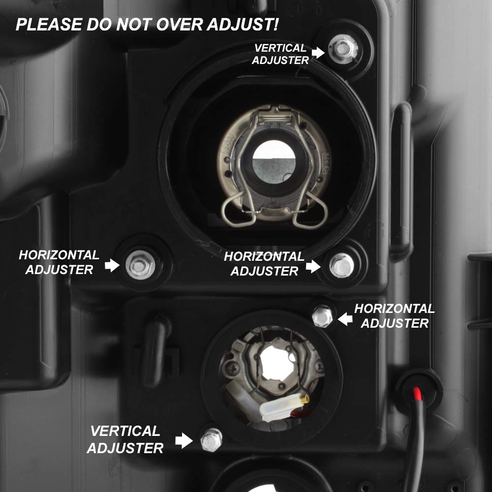 AKKON LED Tube Black Projector Headlights for 2011-2016 Ford Superduty F250 F350 F450 F550 - Halogen Low Beam, Driver+Passenger Pair