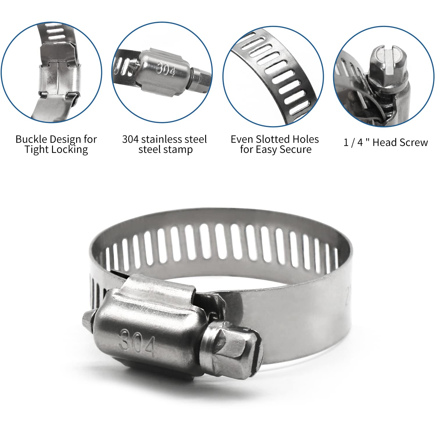 25 Pack Stainless Steel Hose Clamps, 1/2 Inch To 3/4 Inch Worm Gear Metal Hose Clamps For Pipe, Dryer Repair, Tubing And Fuel Li