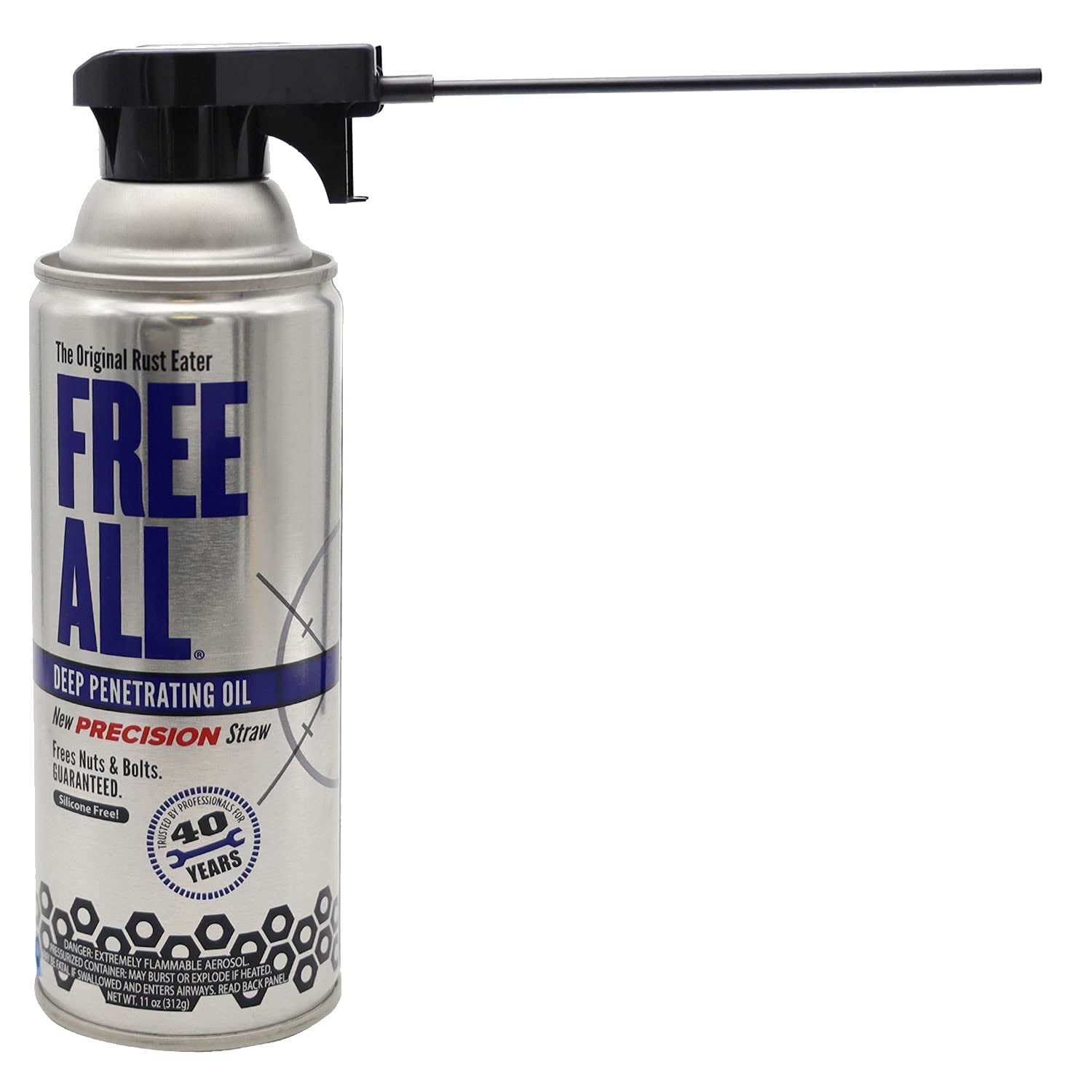Gasoila Free All Deep Penetrating Oil Remover, 11 oz Aerosol with Precision Straw, Loosens Rusty Nuts, Bolts & Screws
