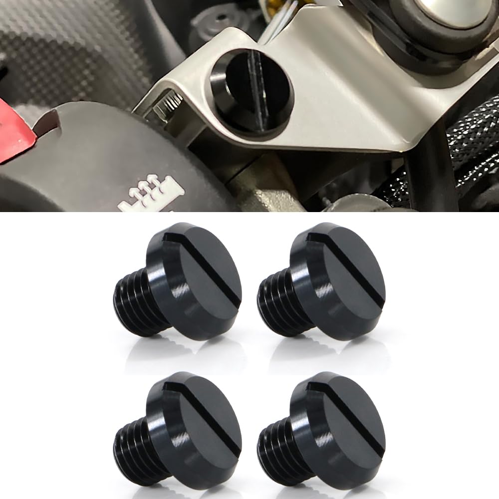 Xitomer 4 Pcs Mirror Hole Plugs M10X1.25, Fit For Z125/ Z400/ Fz-07 Mt-07 / Fz-09 Mt-09, Crf250L/ Cb1000R, Sv650 / Klr 650, Alum