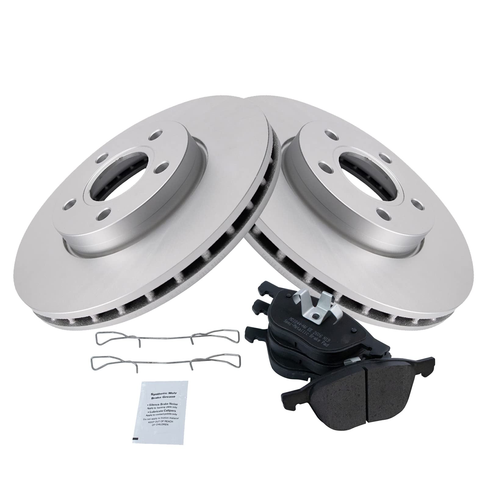 Trq Front Brake Pad & Rotor Kit Brake Pads Brake Rotor Semi-Metallic Premium G-Coated Compatible With 2013-2018 Ford C-Max 2012-