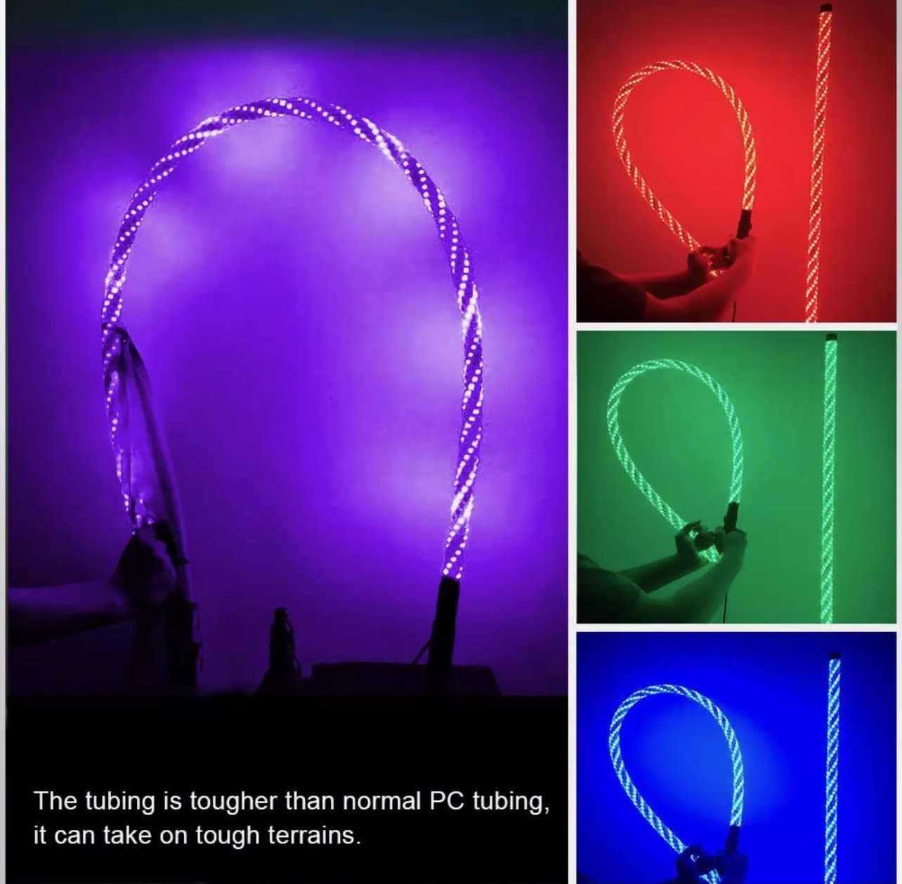 2Pcs 6Ft Led Whip Lights Antenna Flag Pole Quick Release Base For Atv Utv Rgb