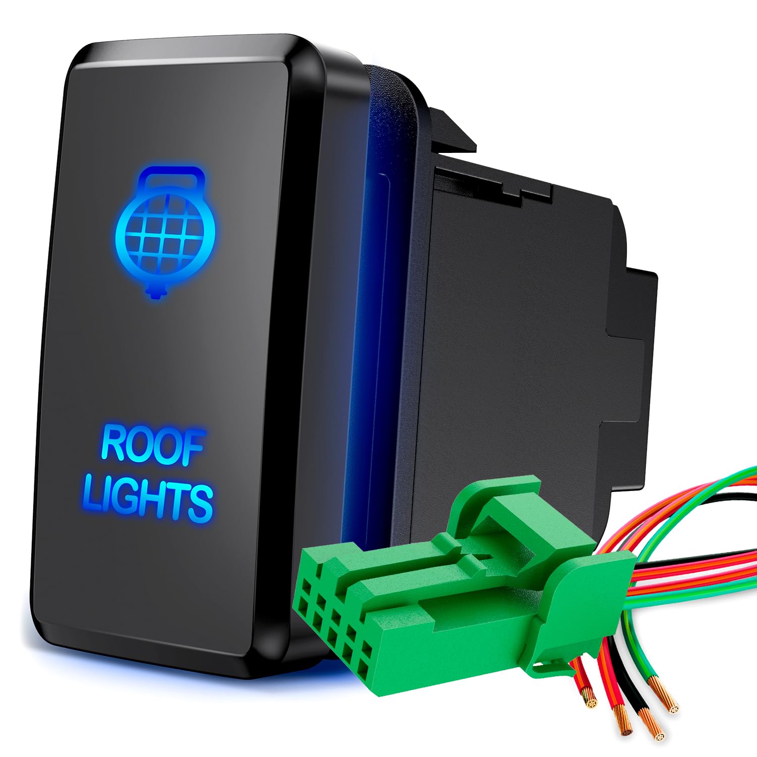 Nilight Roof Lights Push Button Switch 12V On Off Switches With Connector Wire Kit 1.54'' X 0.83'' Replacement For Toyota Fj Cru