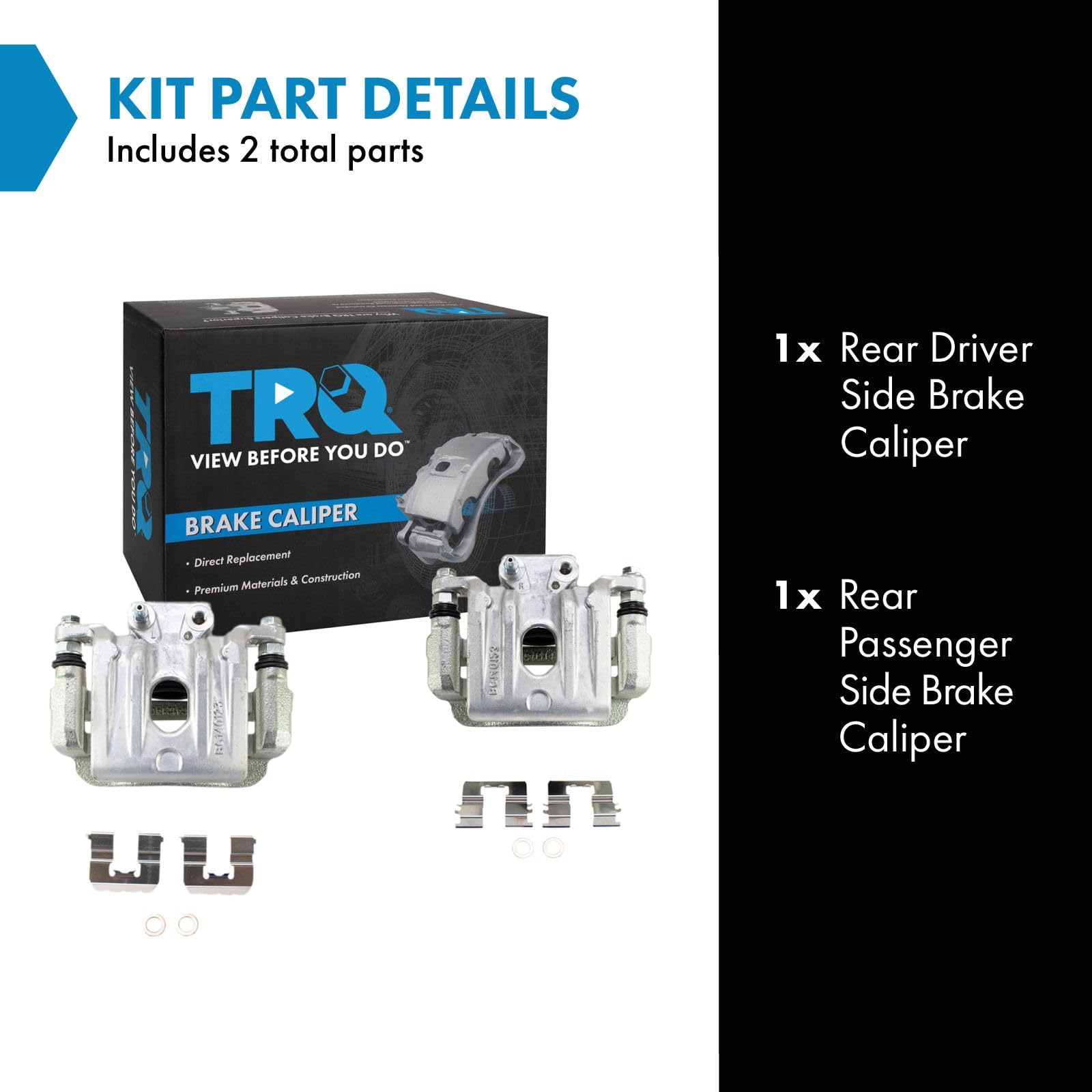 Trq Rear Brake Caliper Set Compatible With 2010-2012 Hyundai Santa Fe 2011-2013 Kia Sorento